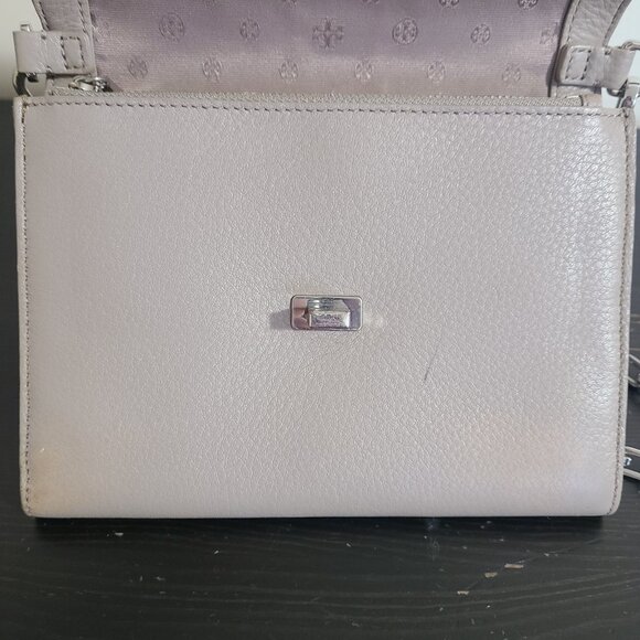 Tory Burch Flap Crossbody Gray Leather Chain Link Strap - Picture 8 of 11